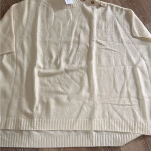 J. Crew Ivory Knit Sweater with Gold Button